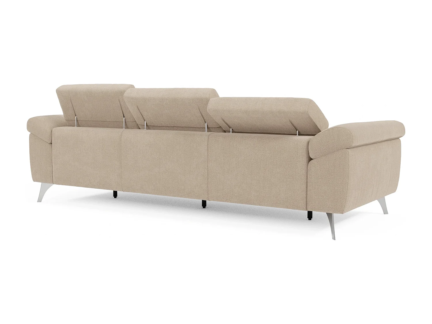 Donatello Divano con 3 sedute allungabili braccioli contenitore e poggiatesta reclinabili in tessuto smacchiabile T23 265 cm beige