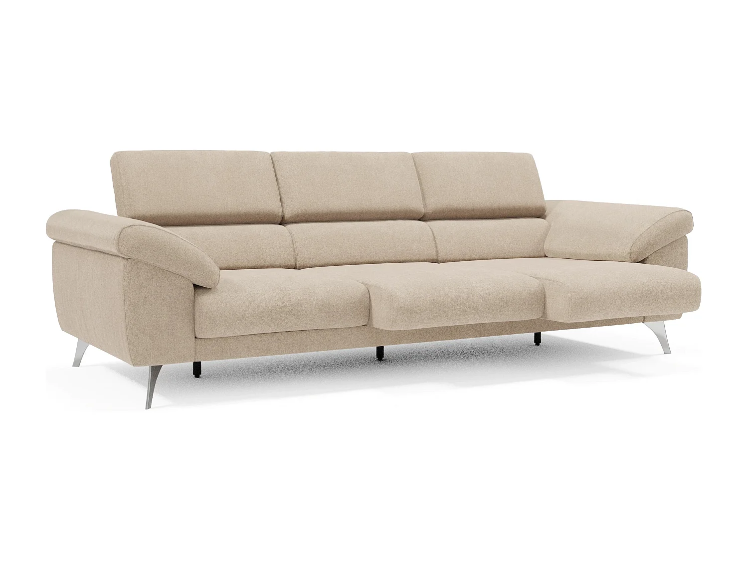 Donatello Sofa mit ausziehbaren Sitzen, Armlehnen mit Staufach aus abwaschbarem Stoff T23 265 cm Beige