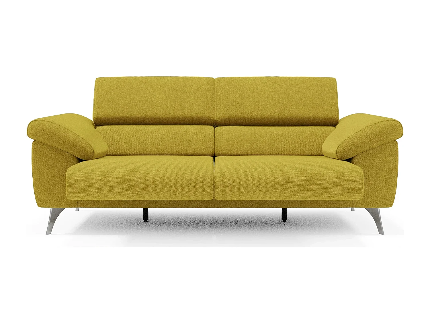 Donatello Divano con sedute allungabili braccioli contenitore e poggiatesta reclinabili in tessuto smacchiabile T23 213 cm giallo sole