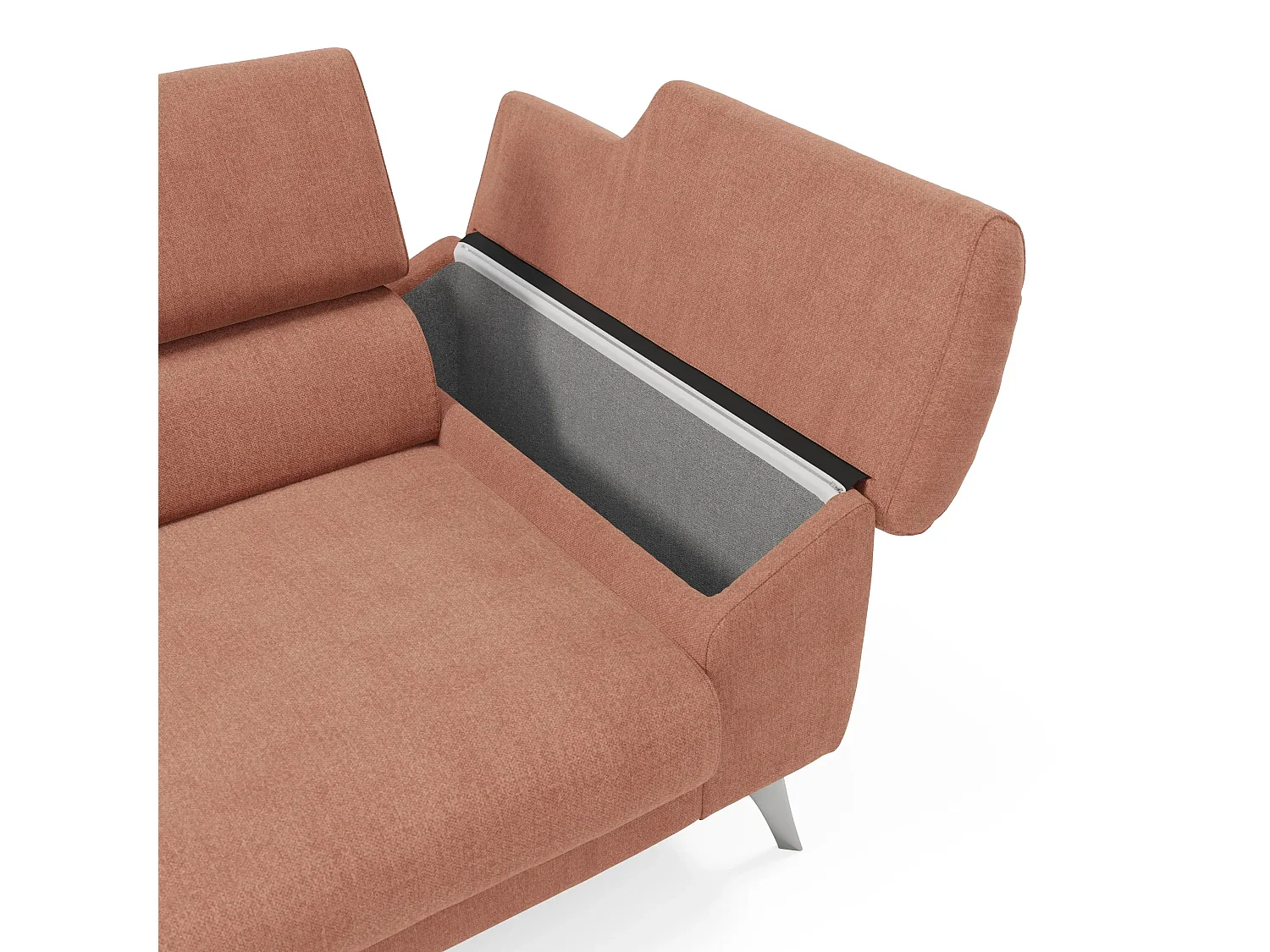 Donatello Sofa mit ausziehbaren Sitzen, Armlehnen mit Staufach aus abwaschbarem Stoff T23 213 cm Pfirsich