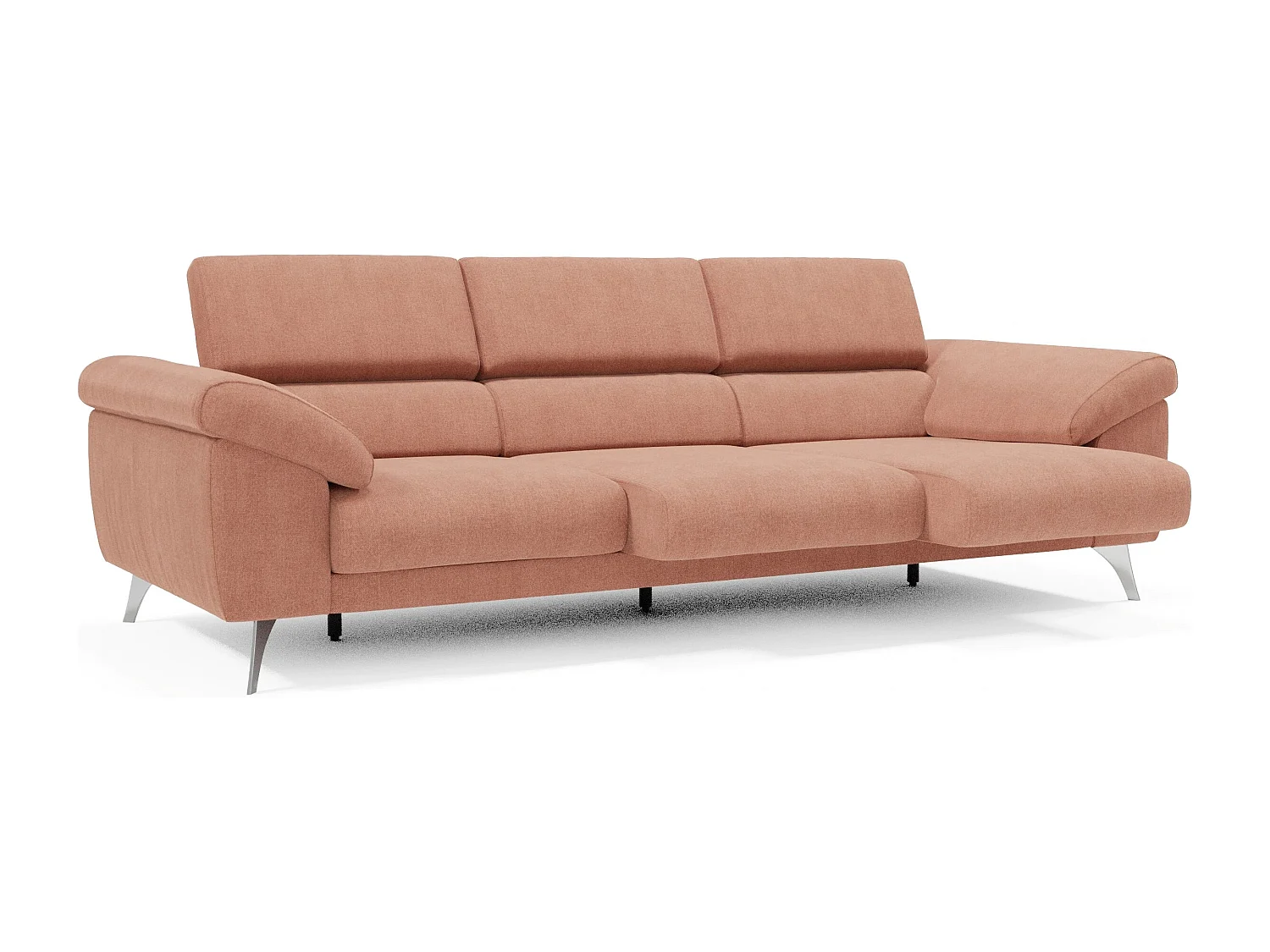 Donatello Sofa mit ausziehbaren Sitzen, Armlehnen mit Staufach aus abwaschbarem Stoff T23 265 cm Pfirsich