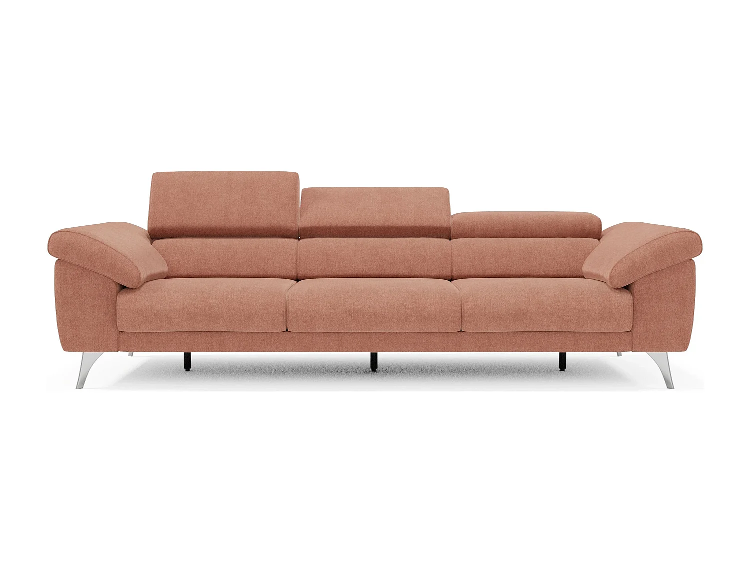 Donatello Sofa mit ausziehbaren Sitzen, Armlehnen mit Staufach aus abwaschbarem Stoff T23 265 cm Pfirsich