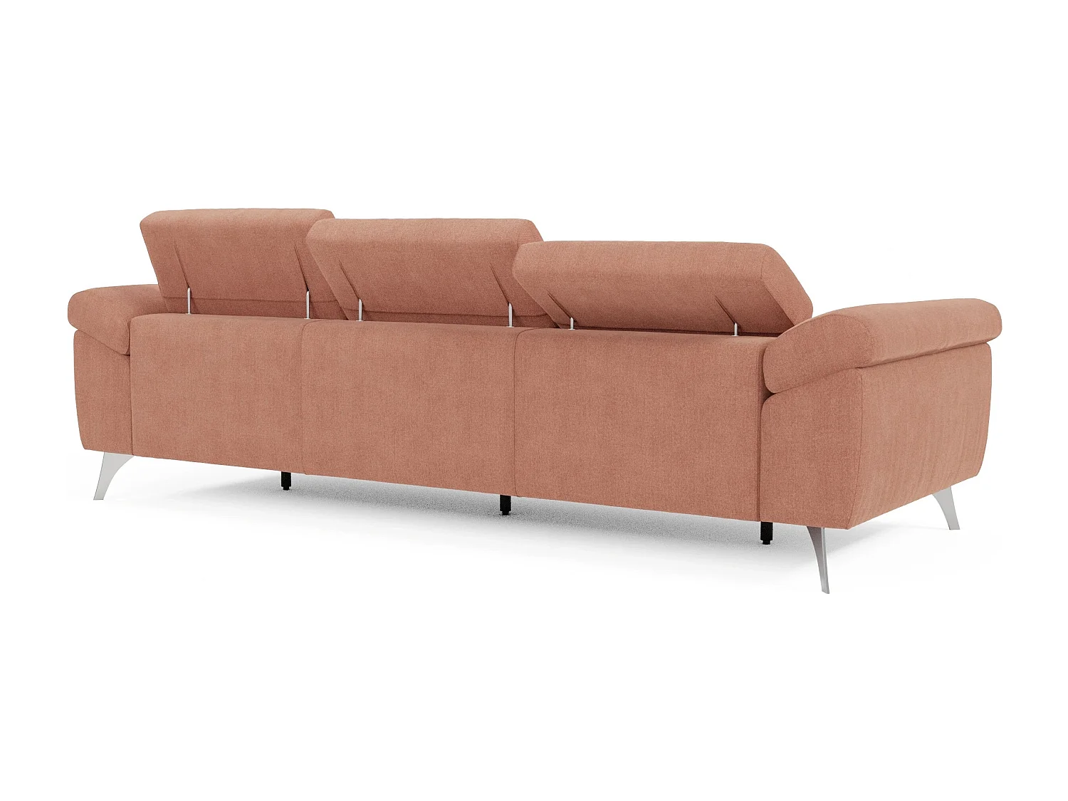 Donatello Sofa mit ausziehbaren Sitzen, Armlehnen mit Staufach aus abwaschbarem Stoff T23 265 cm Pfirsich