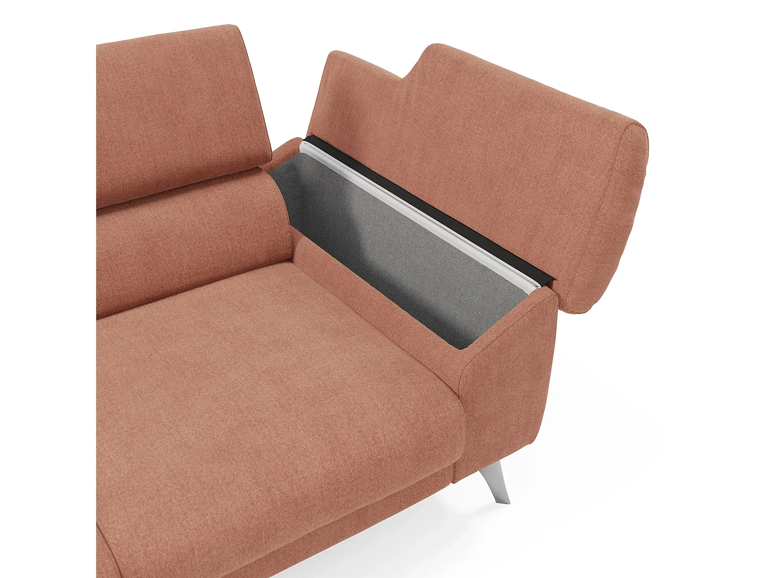 Donatello Sofa mit ausziehbaren Sitzen, Armlehnen mit Staufach aus abwaschbarem Stoff T23 265 cm Pfirsich