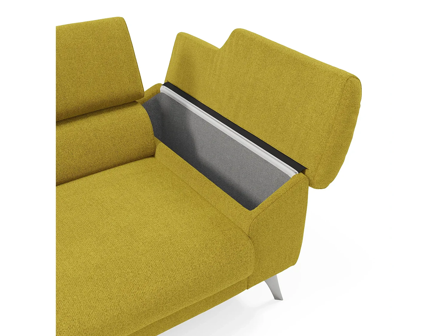 Donatello Divano con sedute allungabili braccioli contenitore e poggiatesta reclinabili in tessuto smacchiabile T23 183 cm giallo sole