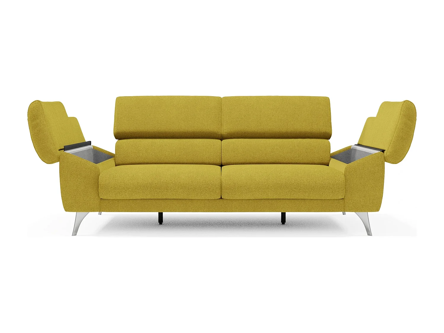 Donatello Sofa mit ausziehbaren Sitzen, Armlehnen mit Staufach aus abwaschbarem Stoff T23 183 cm Gelb