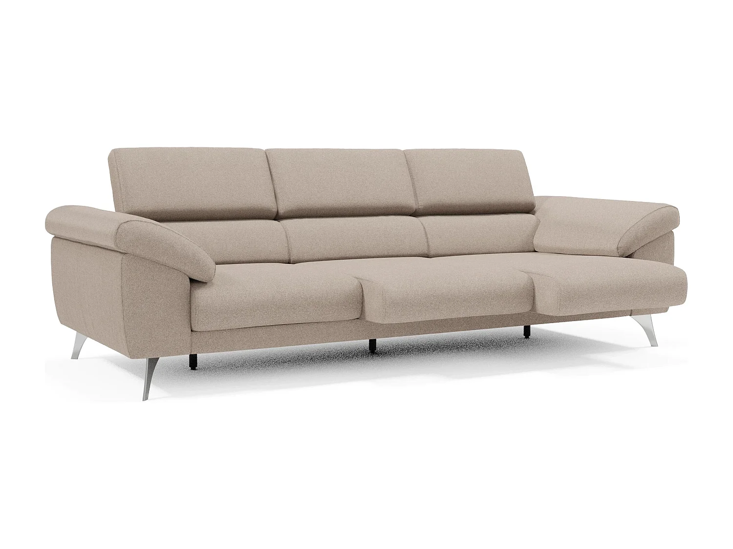 Donatello Sofa mit ausziehbaren Sitzen, Armlehnen mit Staufach aus abwaschbarem Stoff T23 265 cm Graubeige