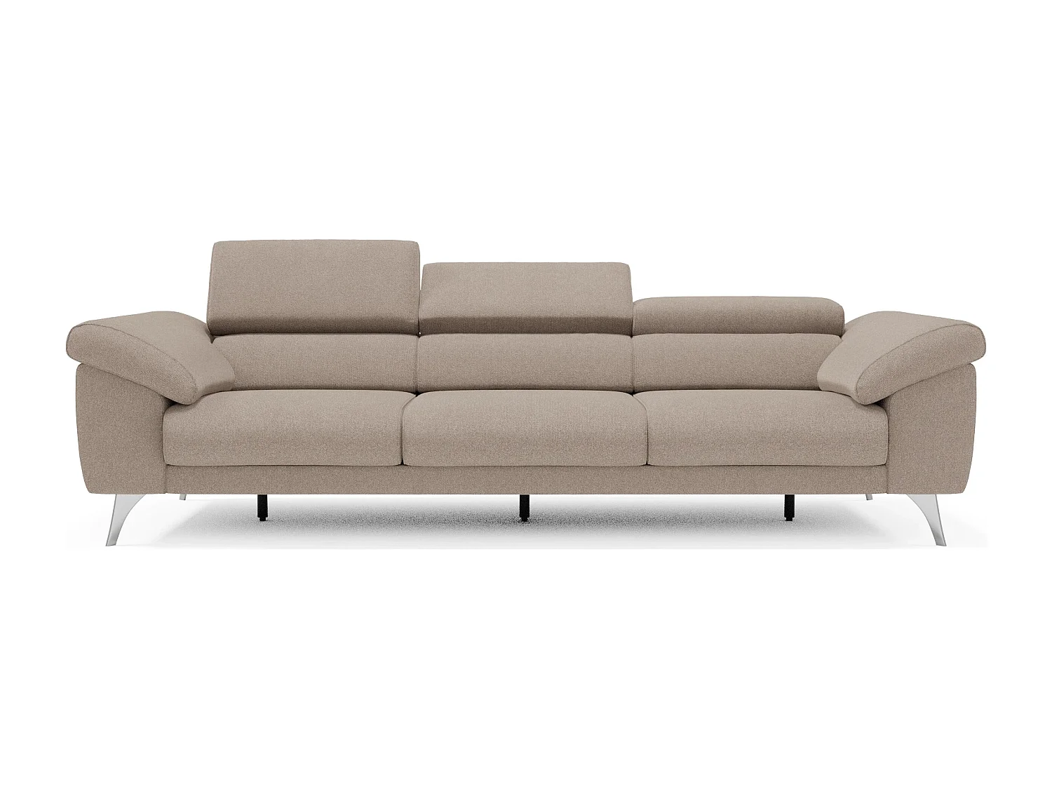 Donatello Sofa mit ausziehbaren Sitzen, Armlehnen mit Staufach aus abwaschbarem Stoff T23 265 cm Graubeige