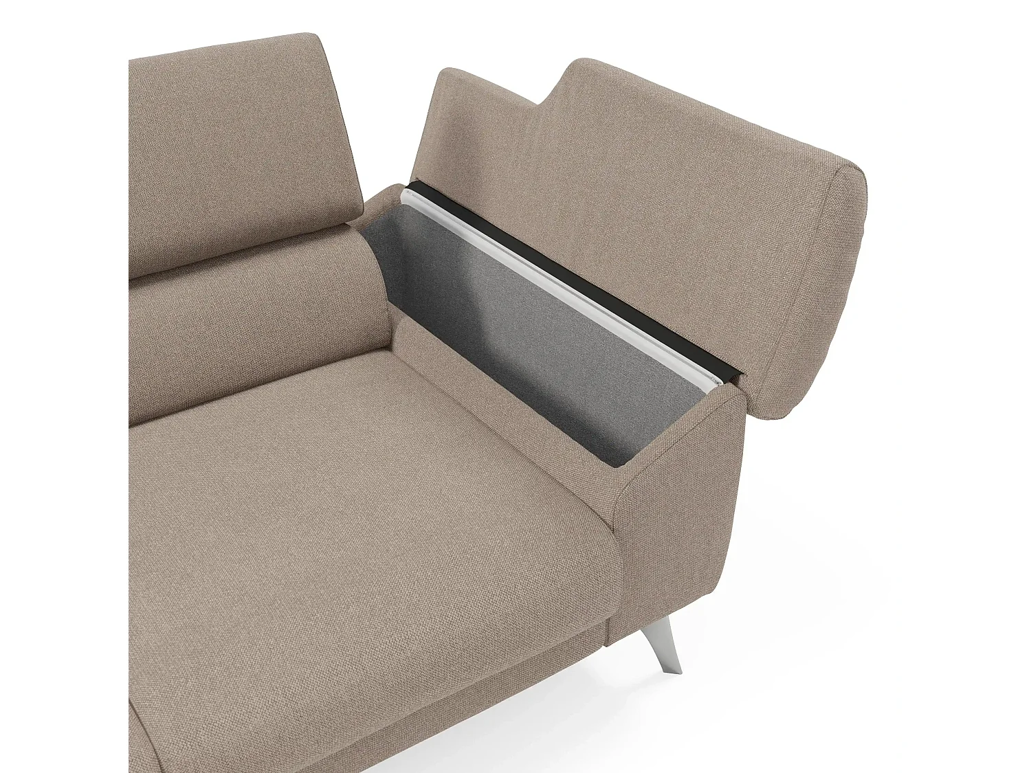 Donatello Sofa mit ausziehbaren Sitzen, Armlehnen mit Staufach aus abwaschbarem Stoff T23 265 cm Graubeige
