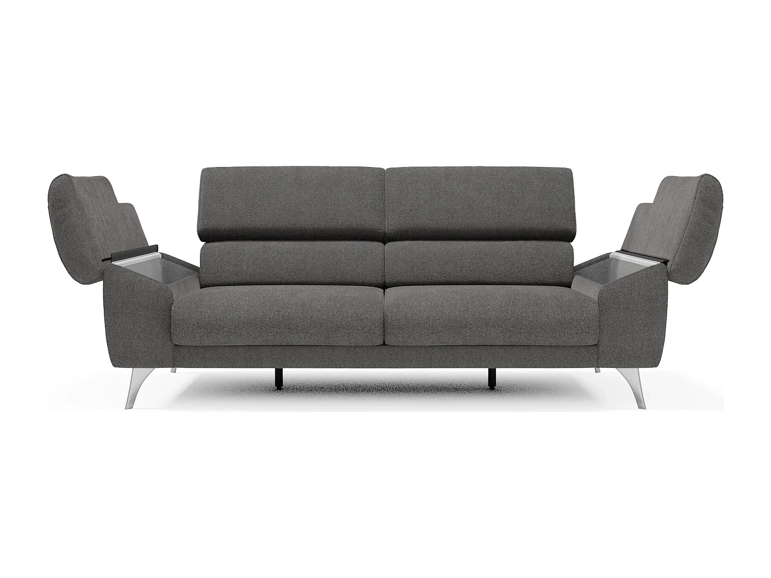 Donatello Sofa mit ausziehbaren Sitzen, Armlehnen mit Staufach aus abwaschbarem Stoff T23 213 cm Anthrazit