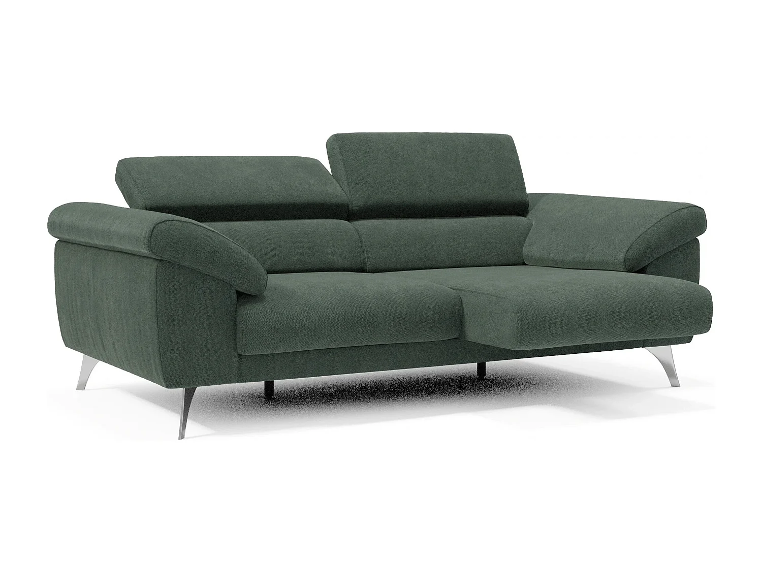 Donatello Sofa mit ausziehbaren Sitzen, Armlehnen mit Staufach aus abwaschbarem Stoff T23 213 cm Grün