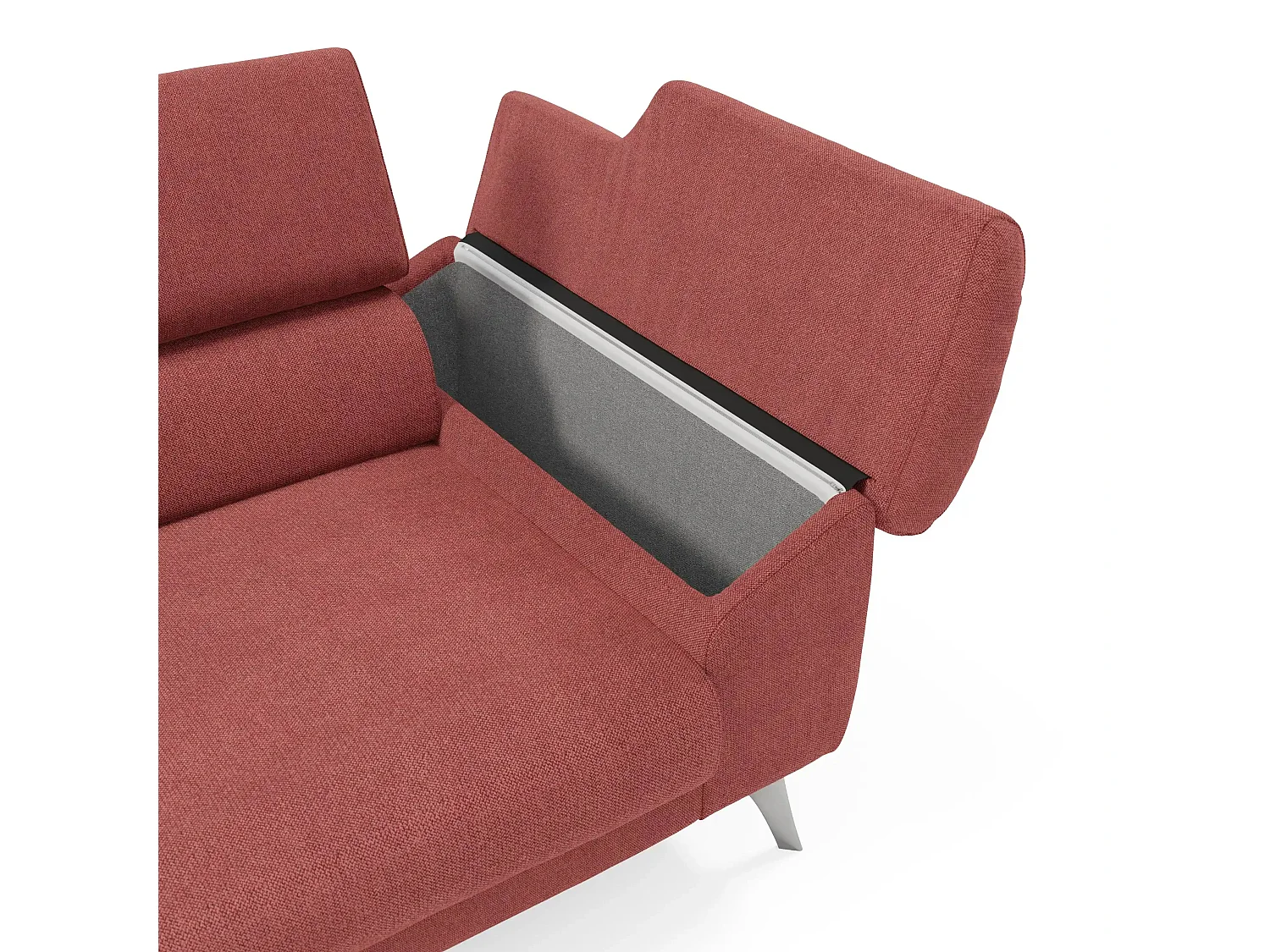 Donatello Sofa mit ausziehbaren Sitzen, Armlehnen mit Staufach aus abwaschbarem Stoff T23 183 cm Kirschrot