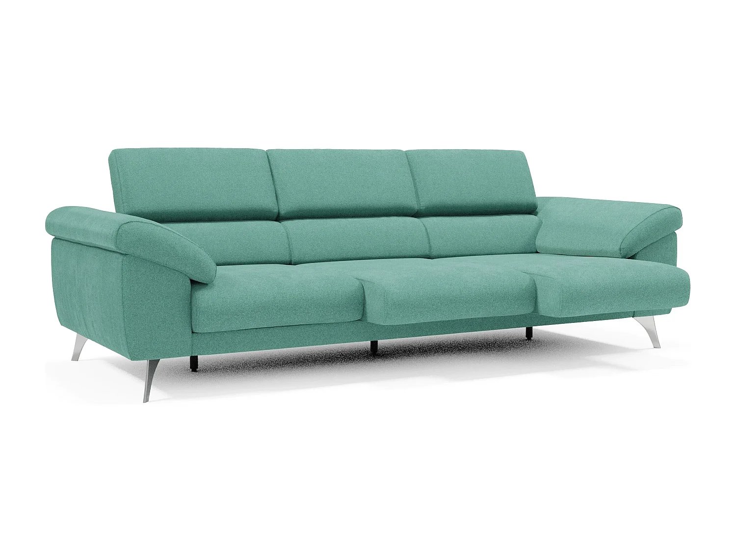Donatello Sofa mit ausziehbaren Sitzen, Armlehnen mit Staufach aus abwaschbarem Stoff T23 265 cm Aquamarin