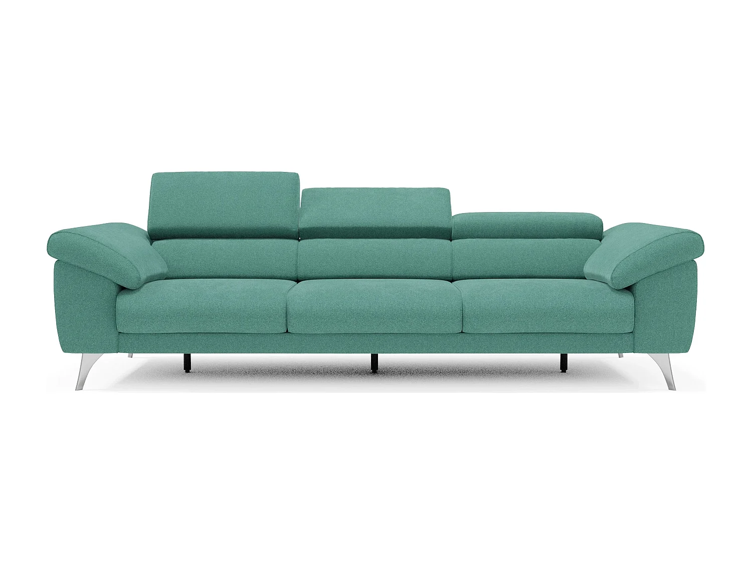 Donatello Sofa mit ausziehbaren Sitzen, Armlehnen mit Staufach aus abwaschbarem Stoff T23 265 cm Aquamarin