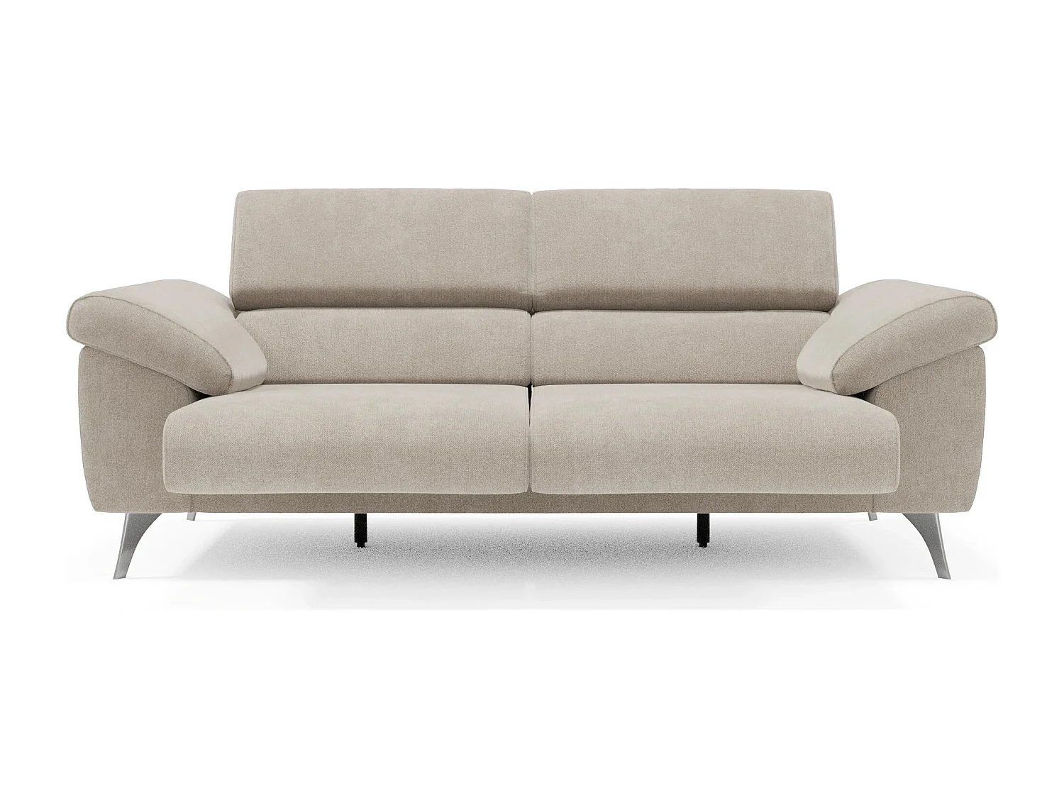 Donatello Sofa mit ausziehbaren Sitzen, Armlehnen mit Staufach aus abwaschbarem Stoff T23 213 cm Creme