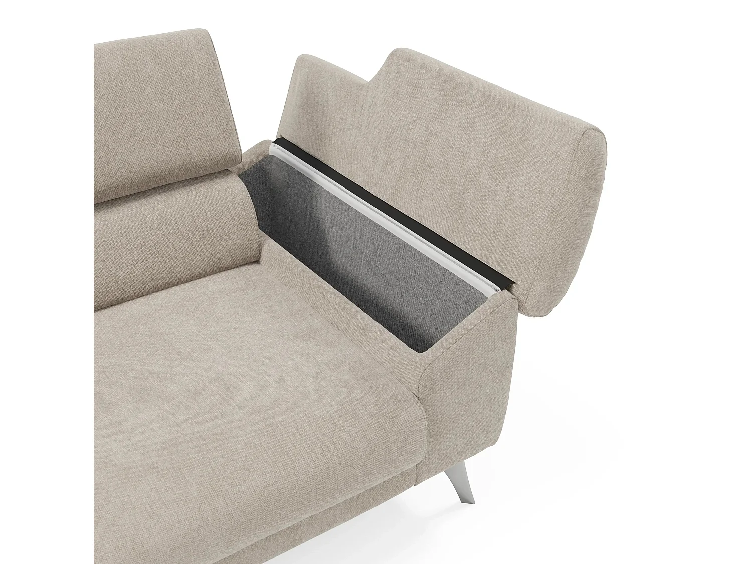 Donatello Sofa mit ausziehbaren Sitzen, Armlehnen mit Staufach aus abwaschbarem Stoff T23 213 cm Creme