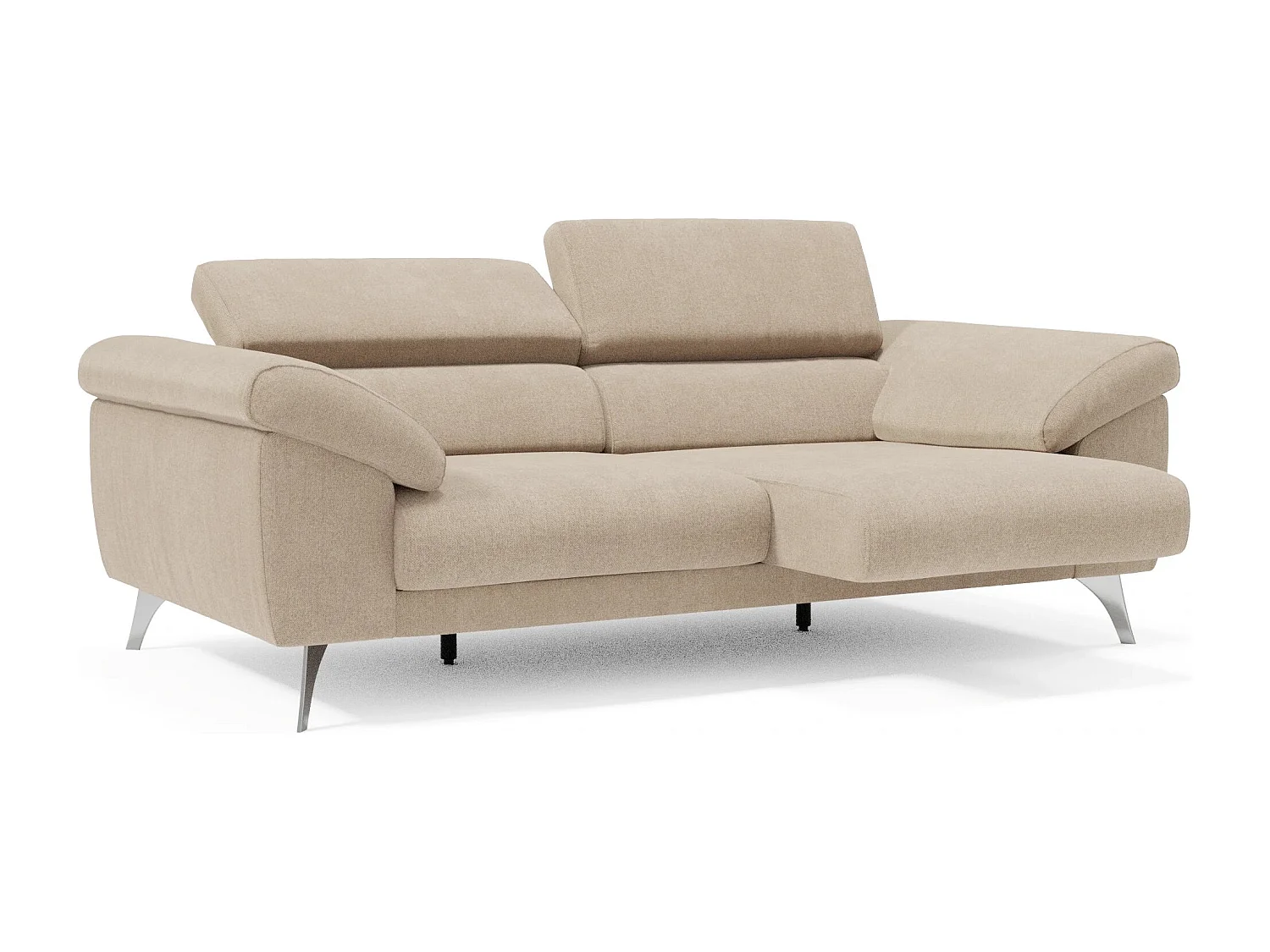 Donatello Sofa mit ausziehbaren Sitzen, Armlehnen mit Staufach aus abwaschbarem Stoff T23 213 cm Beige