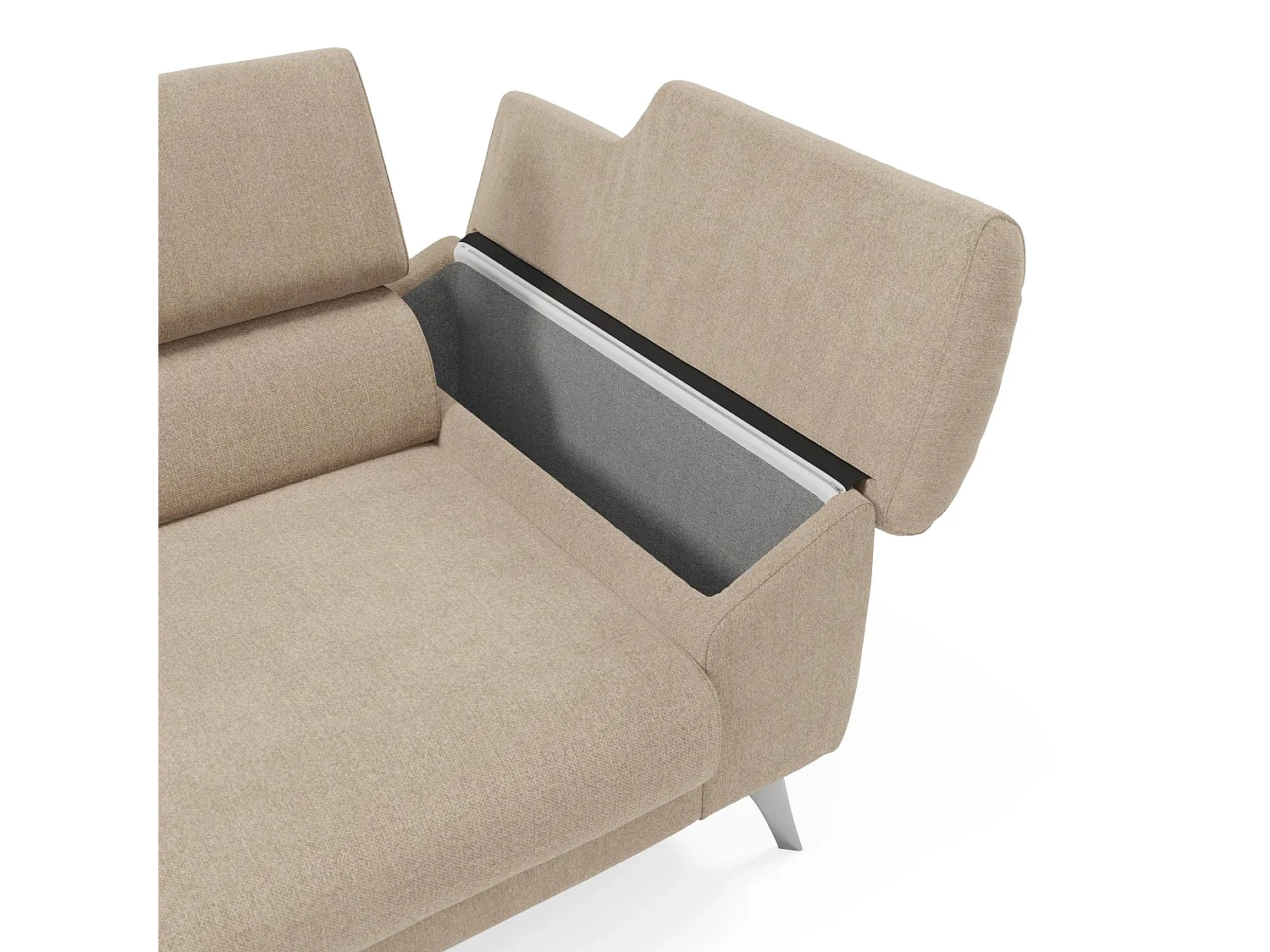 Donatello Sofa mit ausziehbaren Sitzen, Armlehnen mit Staufach aus abwaschbarem Stoff T23 213 cm Beige