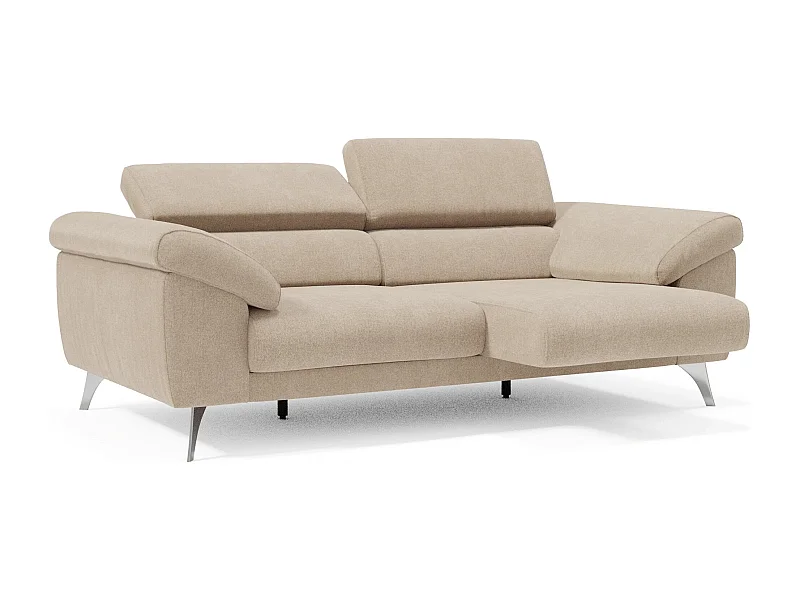 Donatello Divano con sedute allungabili braccioli contenitore e poggiatesta reclinabili in tessuto smacchiabile T23 213 cm beige