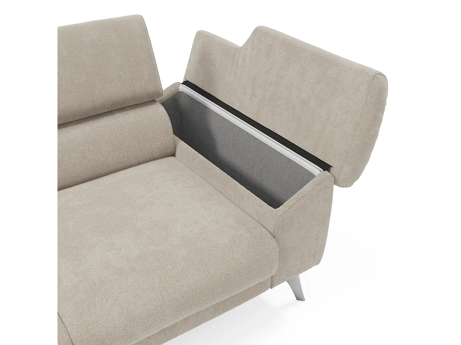 Donatello Divano con 3 sedute allungabili braccioli contenitore e poggiatesta reclinabili in tessuto smacchiabile T23 265 cm panna