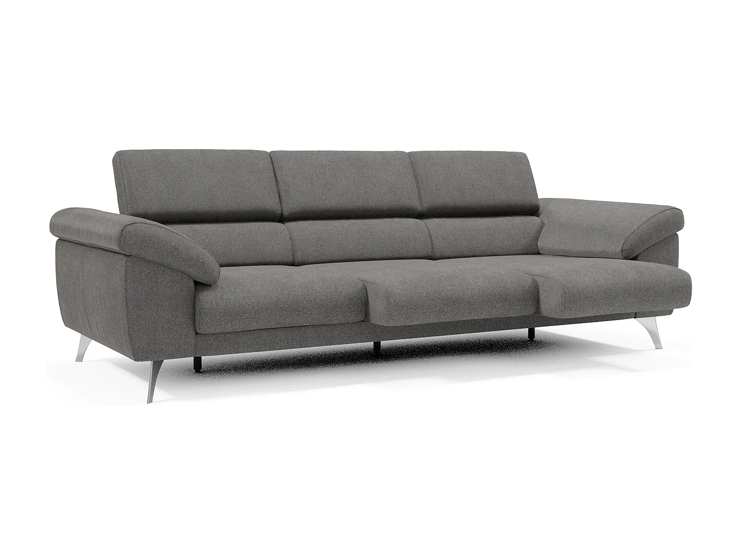Donatello Sofa mit ausziehbaren Sitzen, Armlehnen mit Staufach aus abwaschbarem Stoff T23 265 cm Anthrazit
