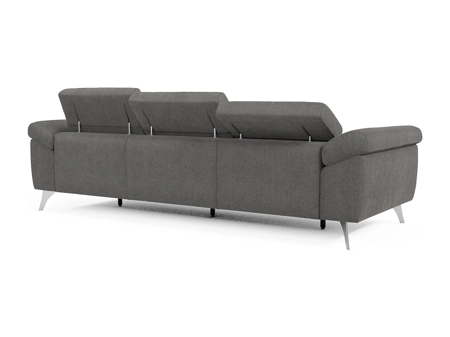 Donatello Sofa mit ausziehbaren Sitzen, Armlehnen mit Staufach aus abwaschbarem Stoff T23 265 cm Anthrazit