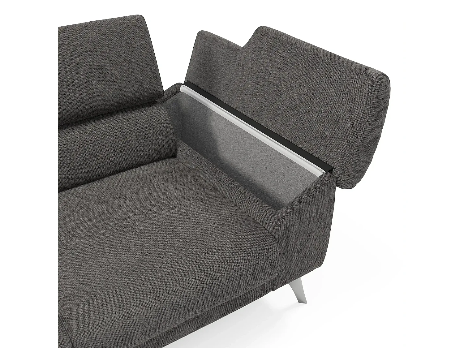 Donatello Sofa mit ausziehbaren Sitzen, Armlehnen mit Staufach aus abwaschbarem Stoff T23 265 cm Anthrazit