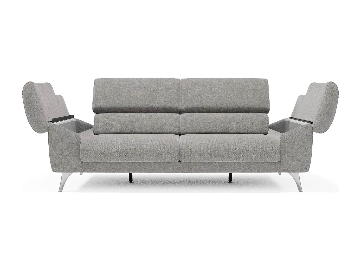 Donatello Sofa mit ausziehbaren Sitzen, Armlehnen mit Staufach aus abwaschbarem Stoff T23 213 cm Grau