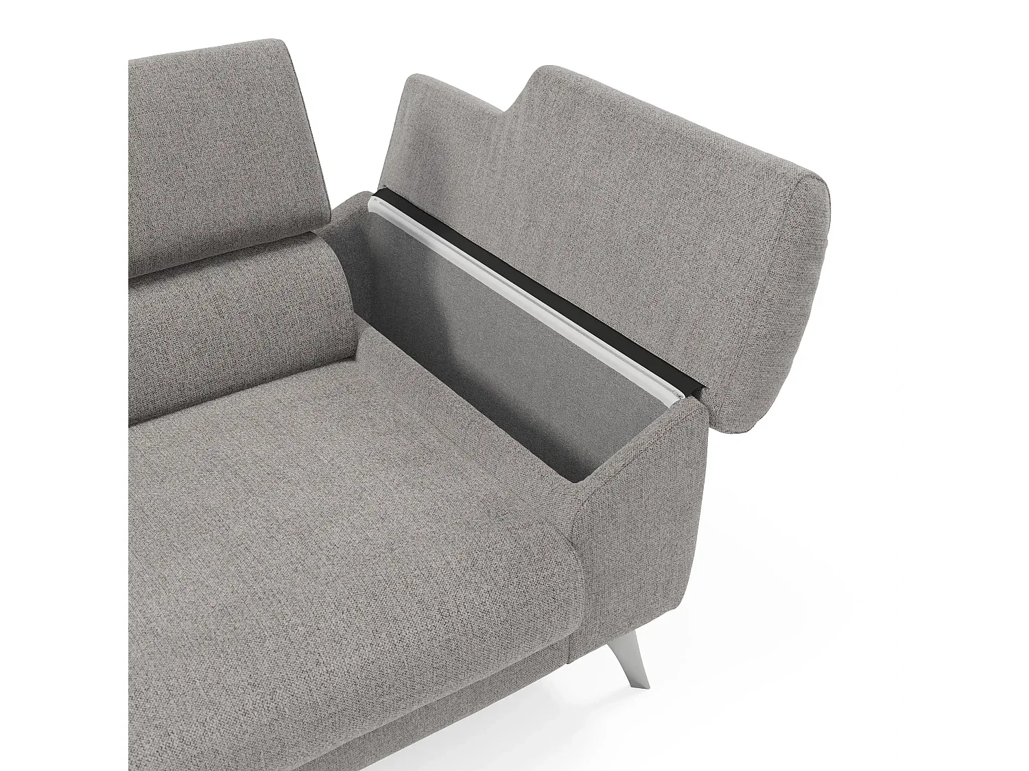 Donatello Sofa mit ausziehbaren Sitzen, Armlehnen mit Staufach aus abwaschbarem Stoff T23 213 cm Grau