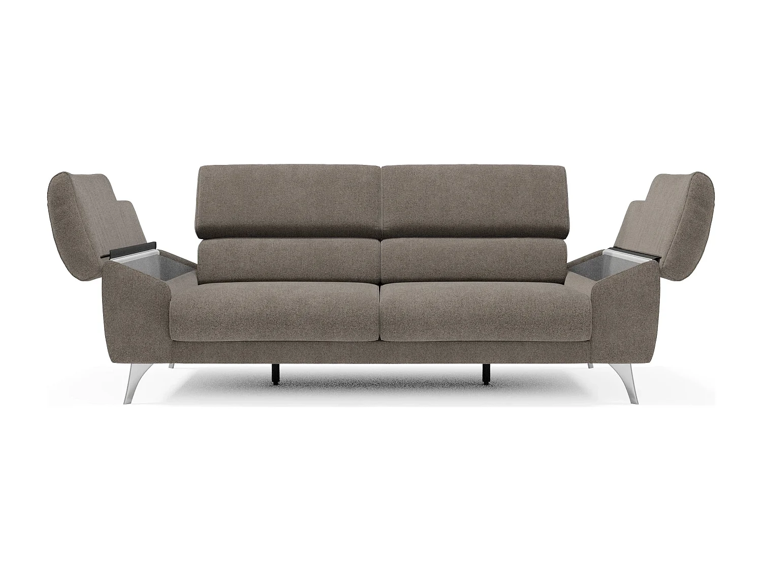 Donatello Sofa mit ausziehbaren Sitzen, Armlehnen mit Staufach aus abwaschbarem Stoff T23 213 cm Taupe