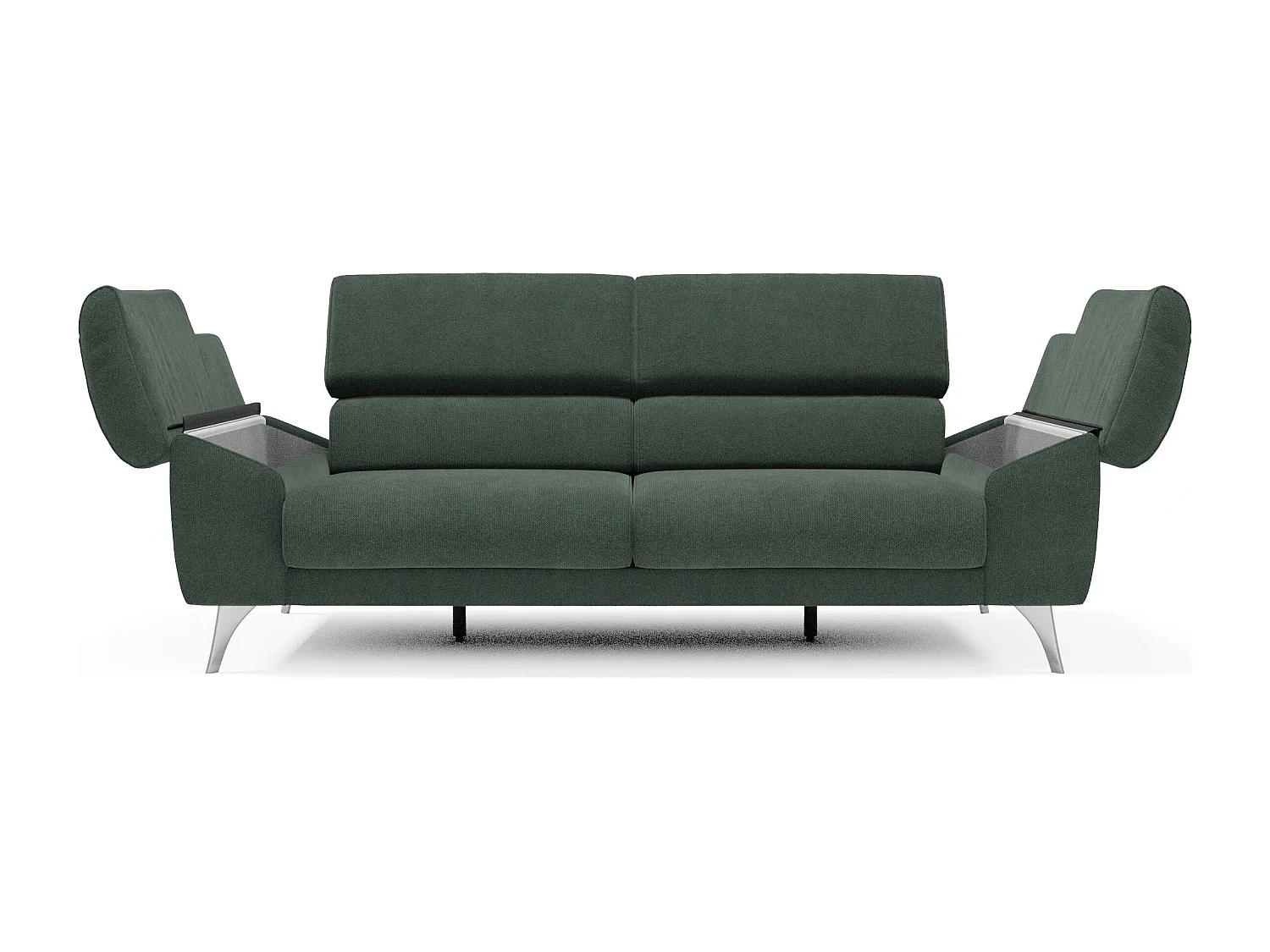 Donatello Sofa mit ausziehbaren Sitzen, Armlehnen mit Staufach aus abwaschbarem Stoff T23 183 cm Grün