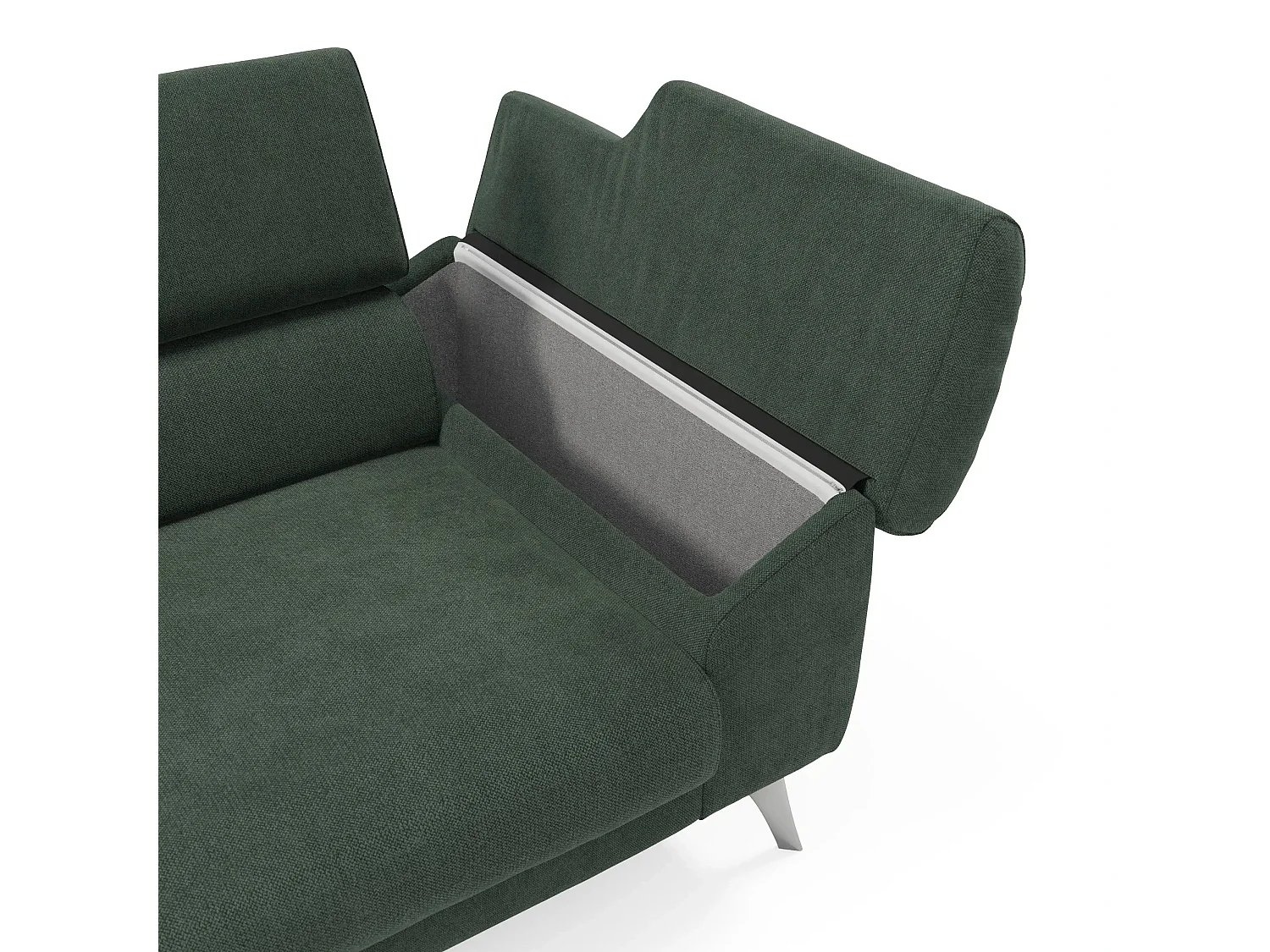 Donatello Sofa mit ausziehbaren Sitzen, Armlehnen mit Staufach aus abwaschbarem Stoff T23 183 cm Grün