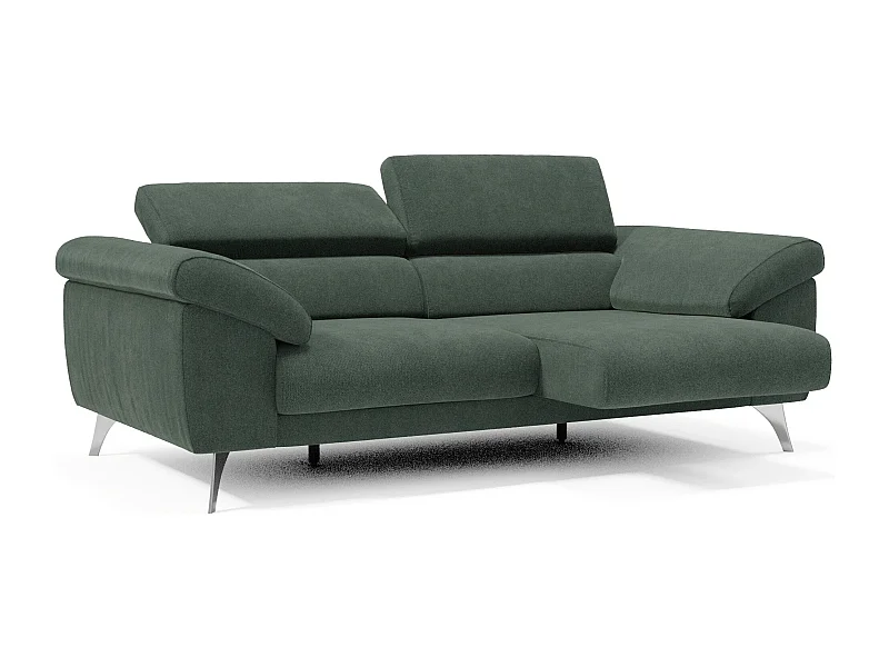Donatello Sofa mit ausziehbaren Sitzen, Armlehnen mit Staufach aus abwaschbarem Stoff T23 183 cm Grün
