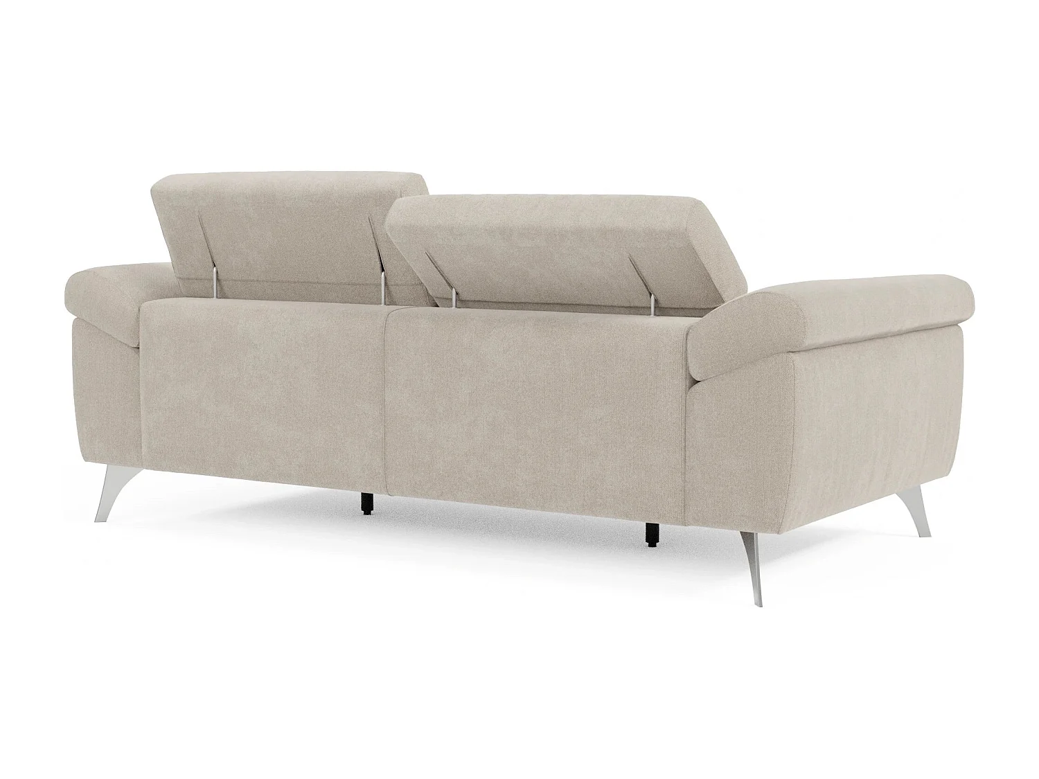 Donatello Sofa mit ausziehbaren Sitzen, Armlehnen mit Staufach aus abwaschbarem Stoff T23 183 cm Creme