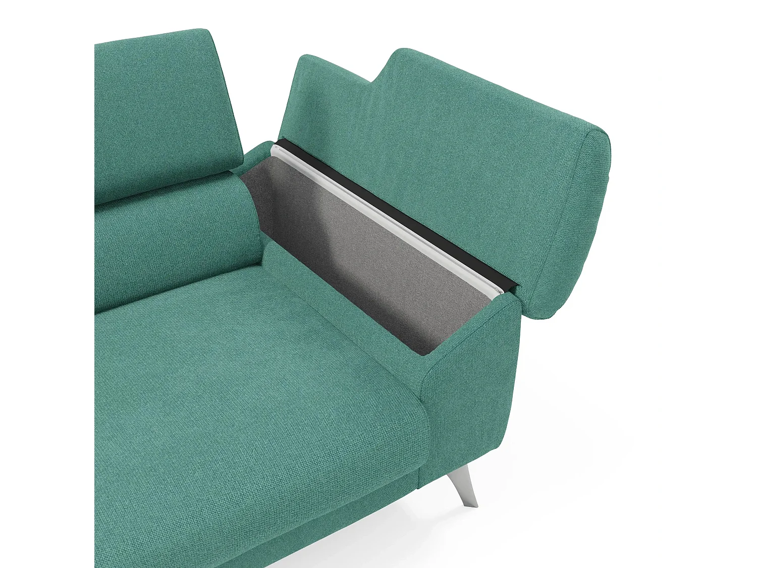 Donatello Sofa mit ausziehbaren Sitzen, Armlehnen mit Staufach aus abwaschbarem Stoff T23 183 cm Aquamarin