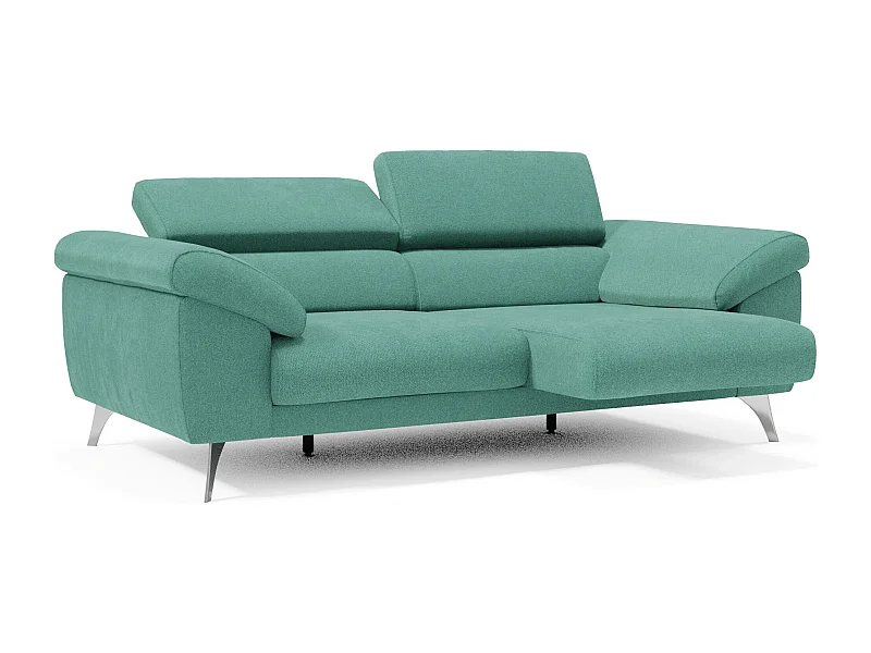 Donatello Sofa mit ausziehbaren Sitzen, Armlehnen mit Staufach aus abwaschbarem Stoff T23 183 cm Aquamarin