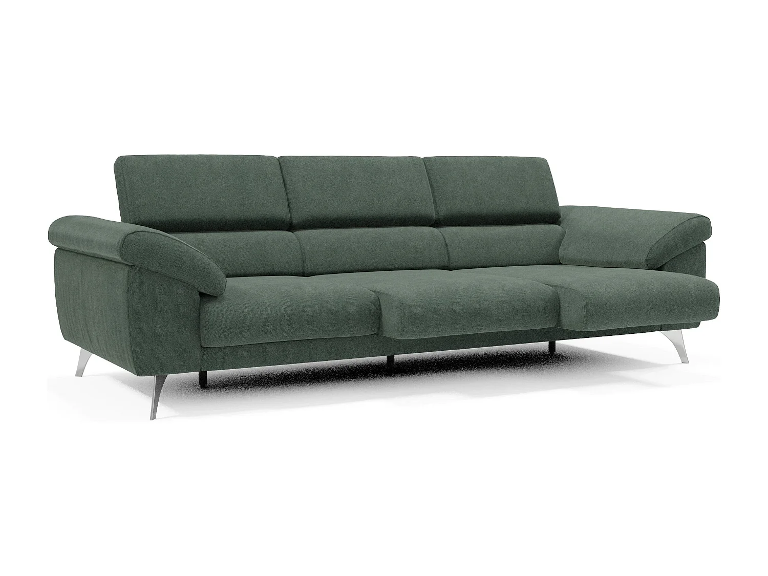 Donatello Sofa mit ausziehbaren Sitzen, Armlehnen mit Staufach aus abwaschbarem Stoff T23 265 cm Grün
