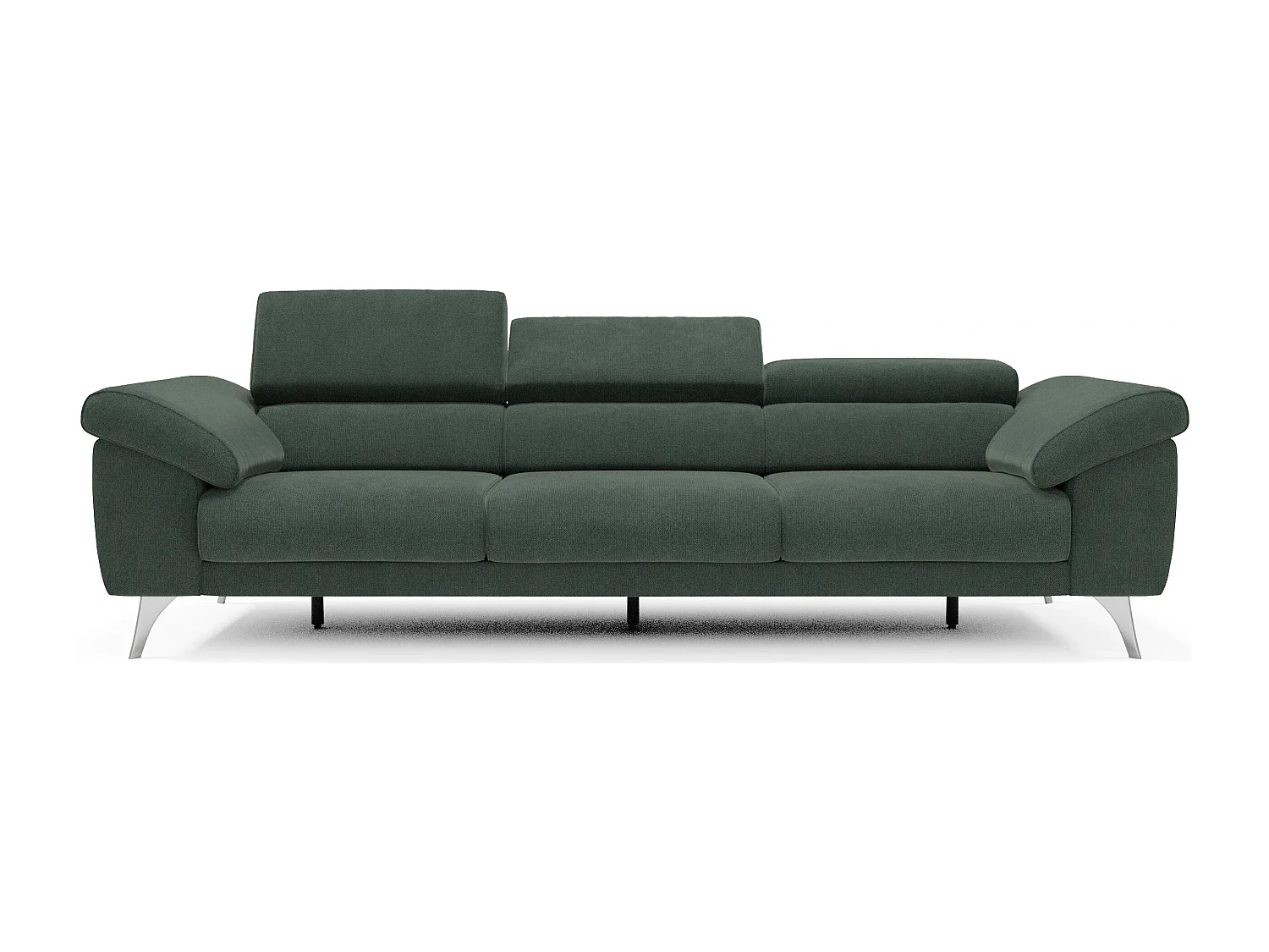 Donatello Sofa mit ausziehbaren Sitzen, Armlehnen mit Staufach aus abwaschbarem Stoff T23 265 cm Grün