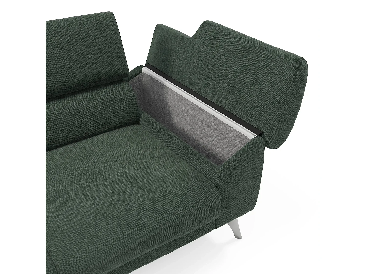 Donatello Sofa mit ausziehbaren Sitzen, Armlehnen mit Staufach aus abwaschbarem Stoff T23 265 cm Grün