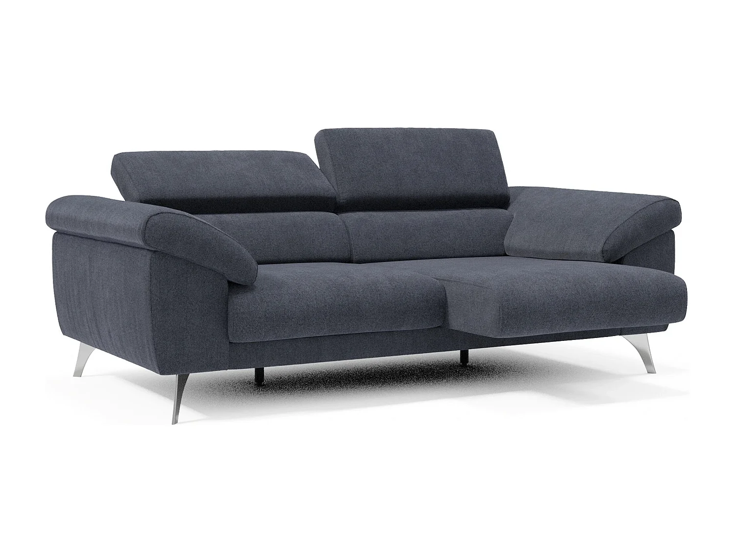 Donatello Sofa mit ausziehbaren Sitzen, Armlehnen mit Staufach aus abwaschbarem Stoff T23 183 cm schieferblau