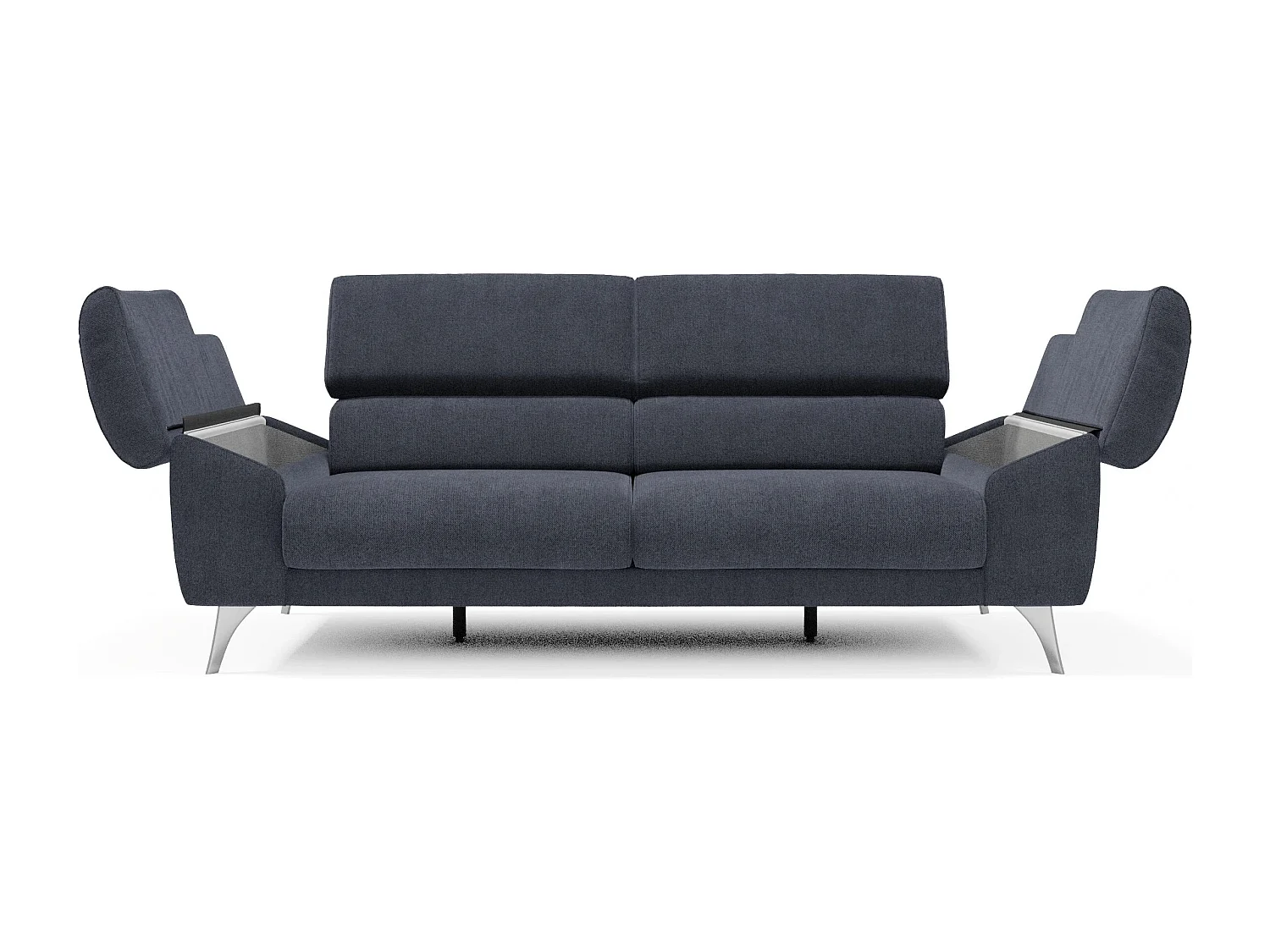 Donatello Sofa mit ausziehbaren Sitzen, Armlehnen mit Staufach aus abwaschbarem Stoff T23 183 cm schieferblau