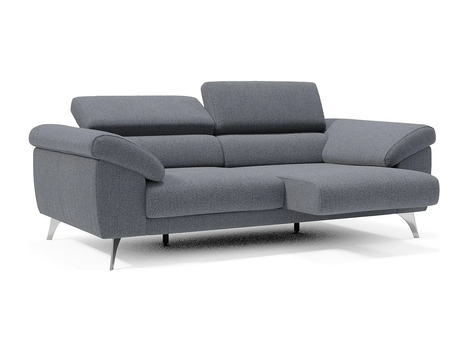 Donatello Sofa mit ausziehbaren Sitzen, Armlehnen mit Staufach aus abwaschbarem Stoff T23 213 cm Graphitblau