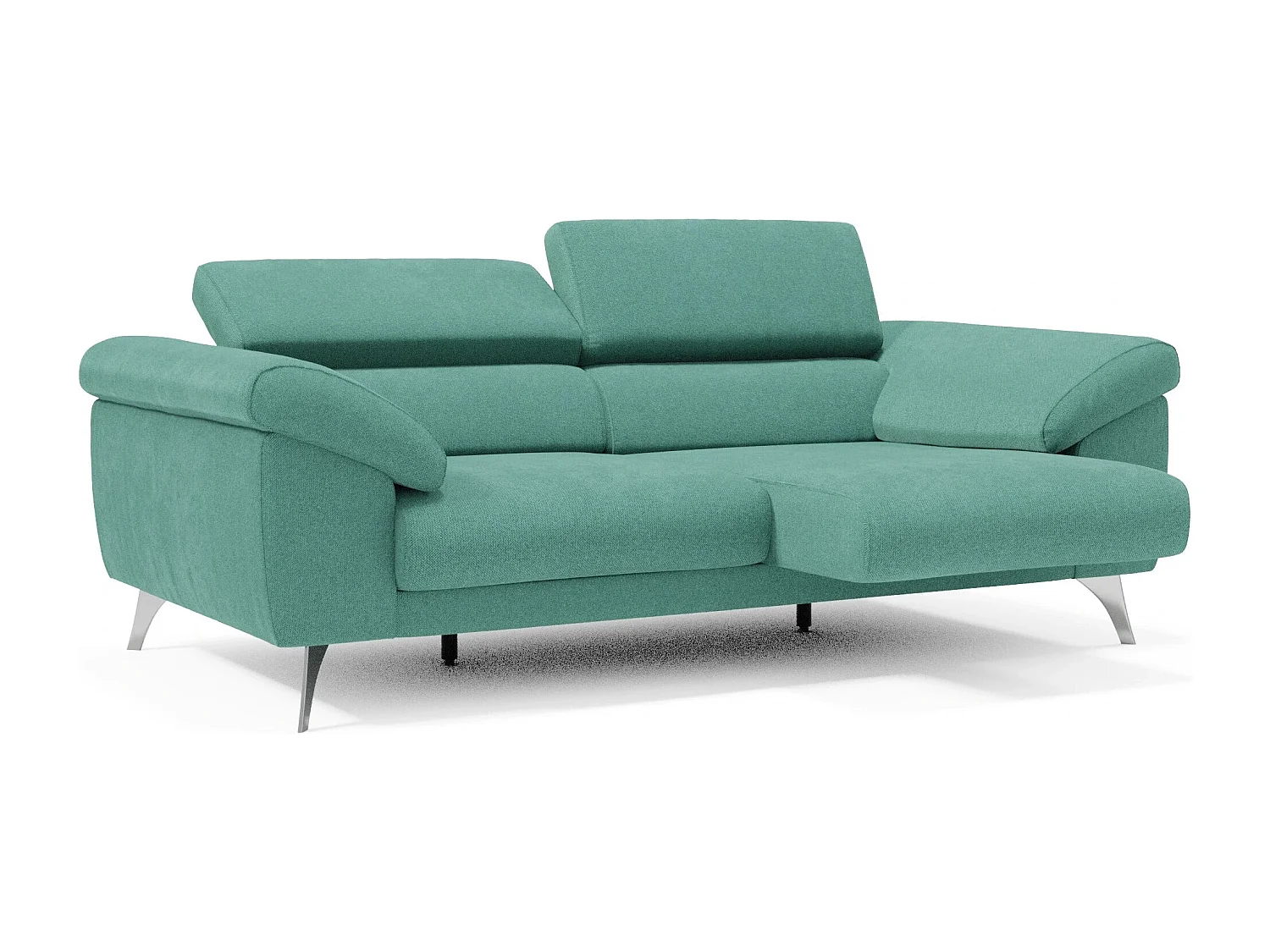 Donatello Sofa mit ausziehbaren Sitzen, Armlehnen mit Staufach aus abwaschbarem Stoff T23 213 cm Aquamarin