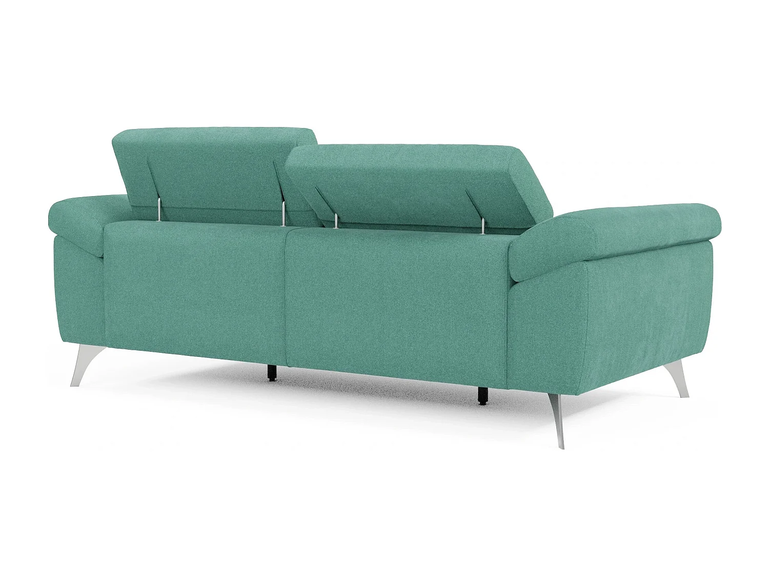 Donatello Sofa mit ausziehbaren Sitzen, Armlehnen mit Staufach aus abwaschbarem Stoff T23 213 cm Aquamarin