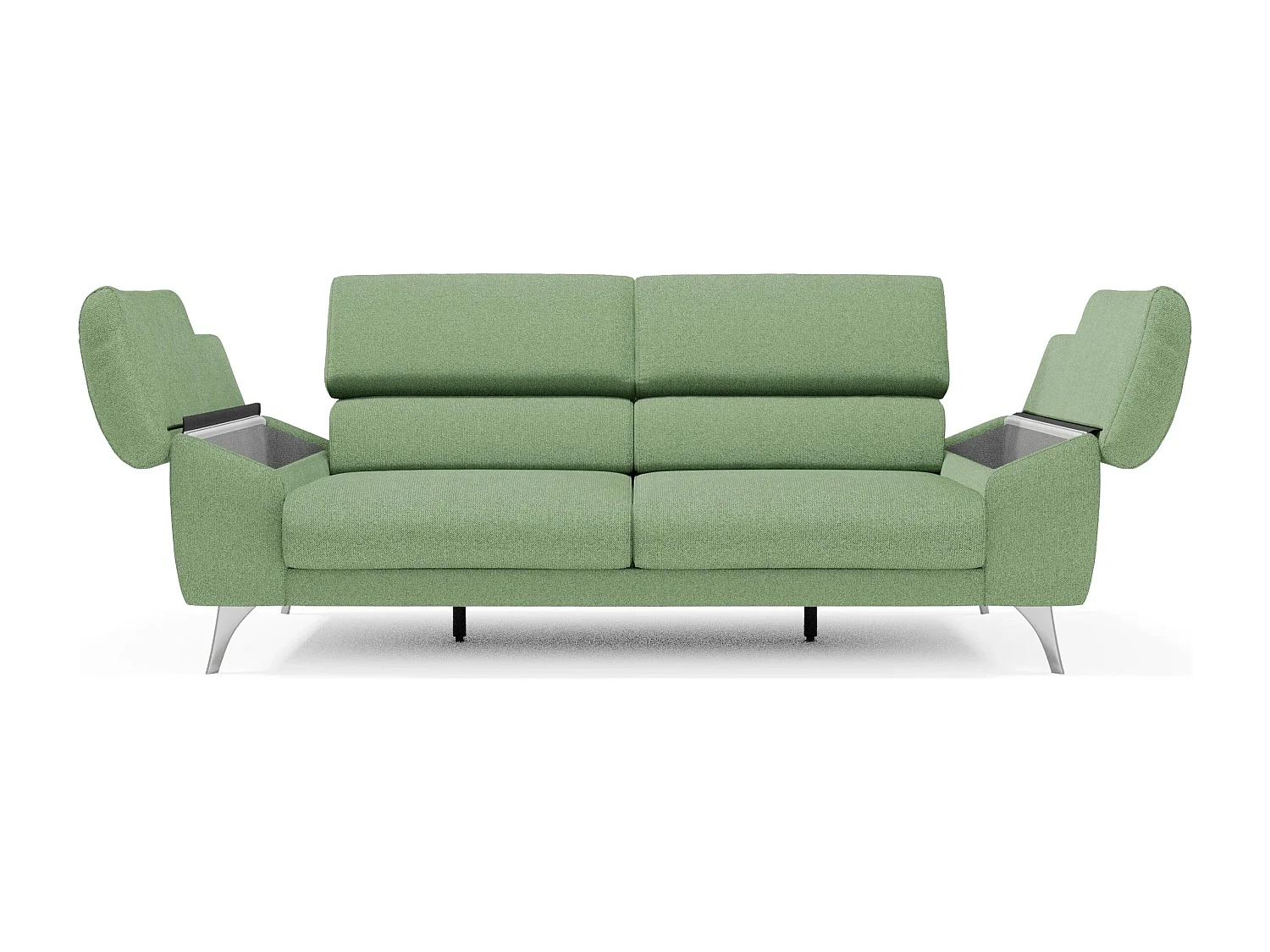 Donatello Sofa mit ausziehbaren Sitzen, Armlehnen mit Staufach aus abwaschbarem Stoff T23 183 cm Menta