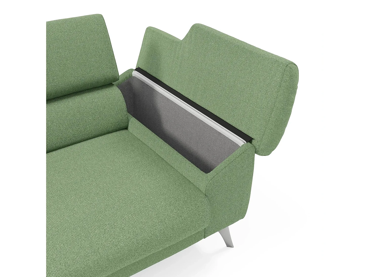 Donatello Sofa mit ausziehbaren Sitzen, Armlehnen mit Staufach aus abwaschbarem Stoff T23 183 cm Menta