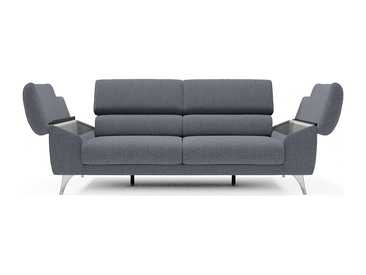 Donatello Divano con sedute allungabili braccioli contenitore e poggiatesta reclinabili in tessuto smacchiabile T23 183 cm blu grafite