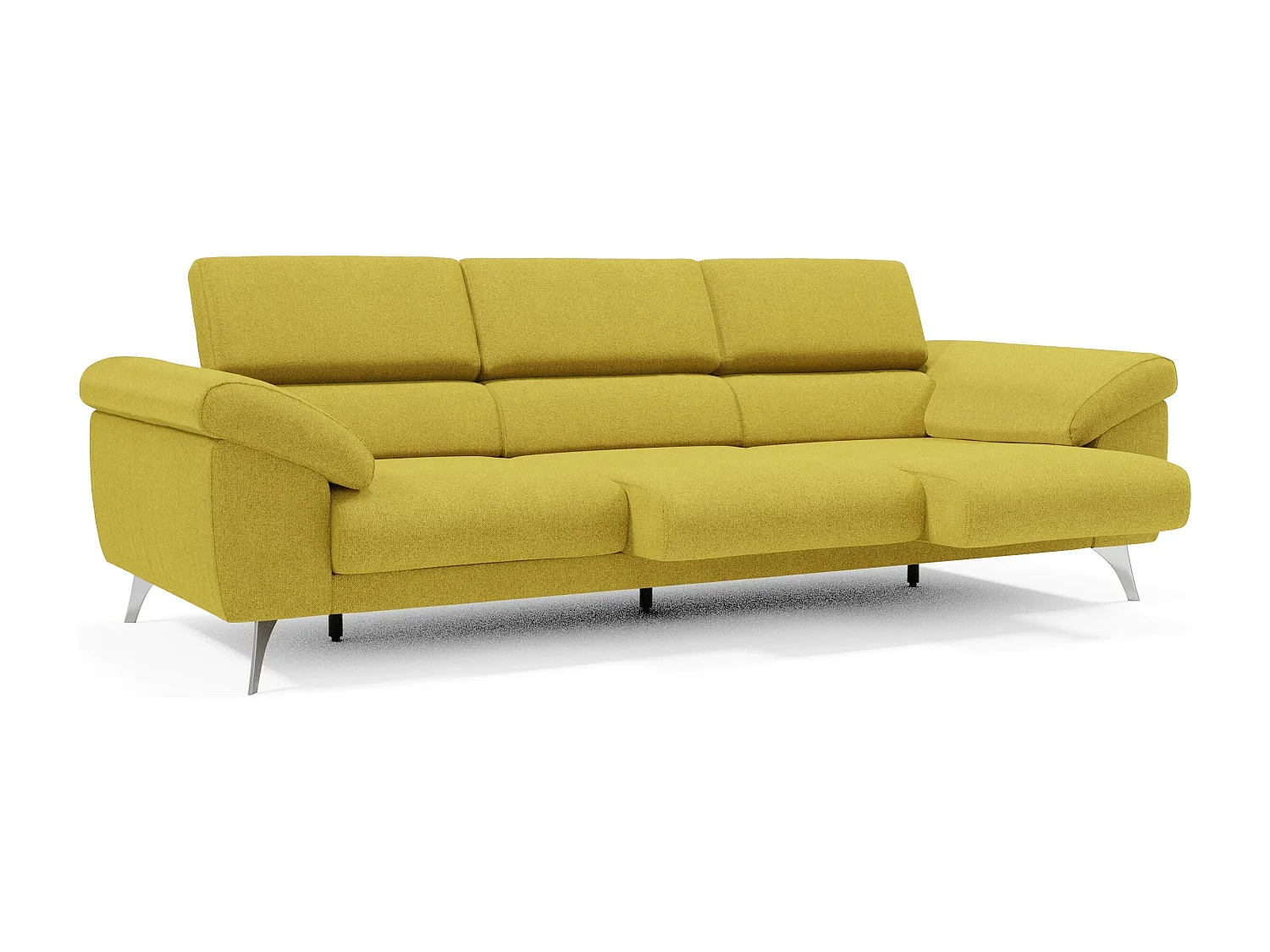 Donatello Sofa mit ausziehbaren Sitzen, Armlehnen mit Staufach aus abwaschbarem Stoff T23 265 cm Gelb