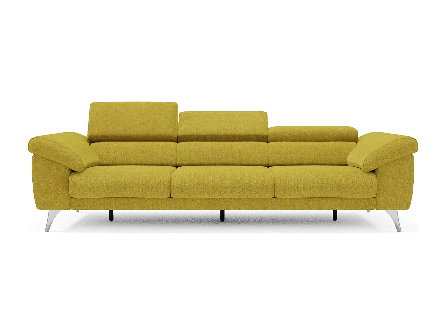 Donatello Sofa mit ausziehbaren Sitzen, Armlehnen mit Staufach aus abwaschbarem Stoff T23 265 cm Gelb