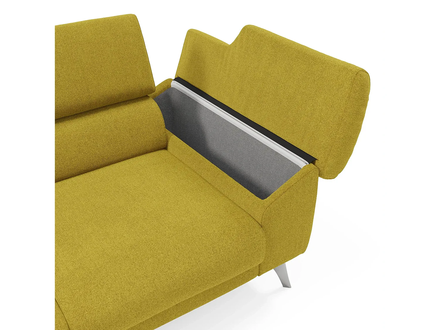 Donatello Sofa mit ausziehbaren Sitzen, Armlehnen mit Staufach aus abwaschbarem Stoff T23 265 cm Gelb